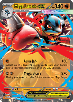 rare holofoil pokemon cards Mega Lucario ex: Double Rare Holofoil 077/132 (MEG) – Lil Shroods