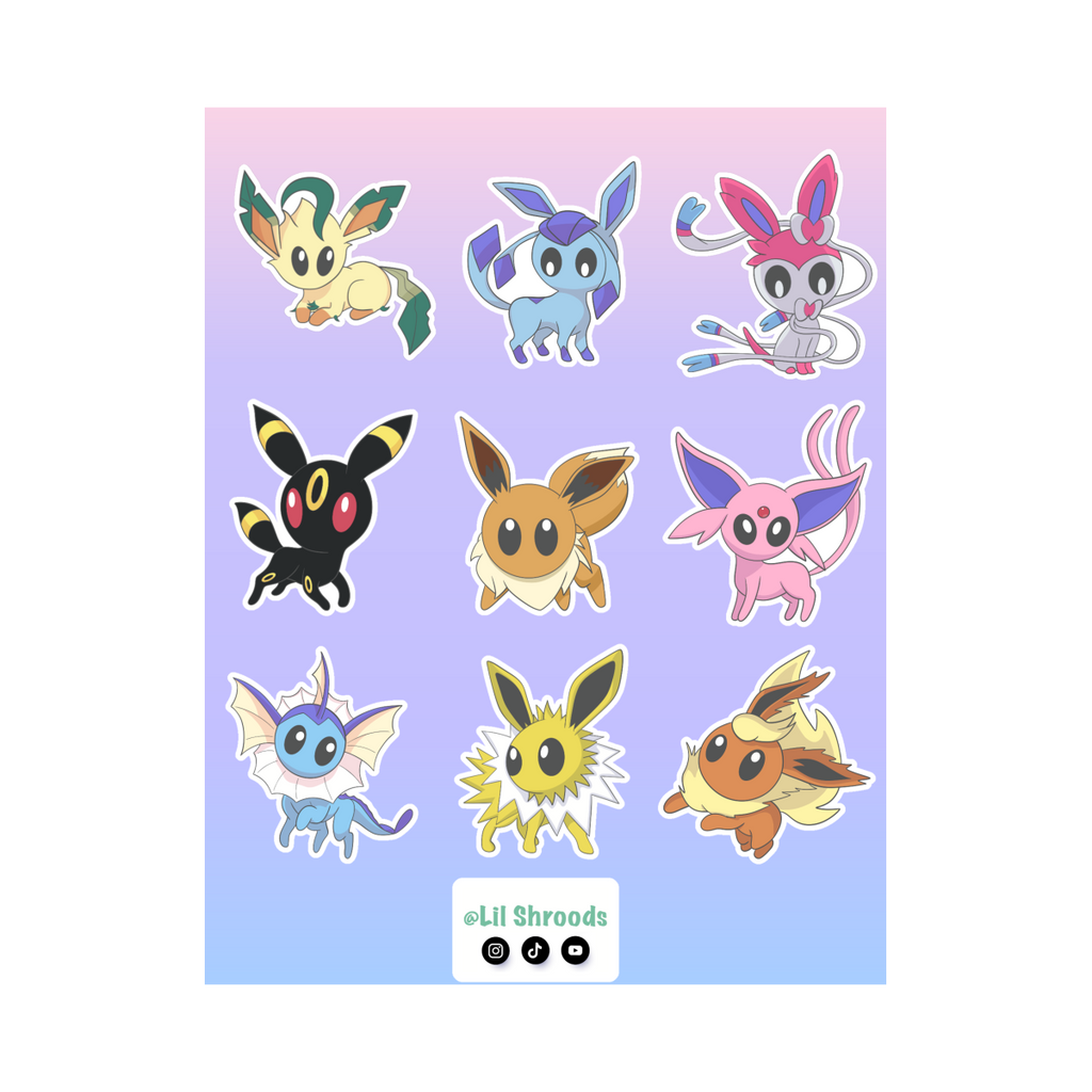Eeveelutions sticker sheet