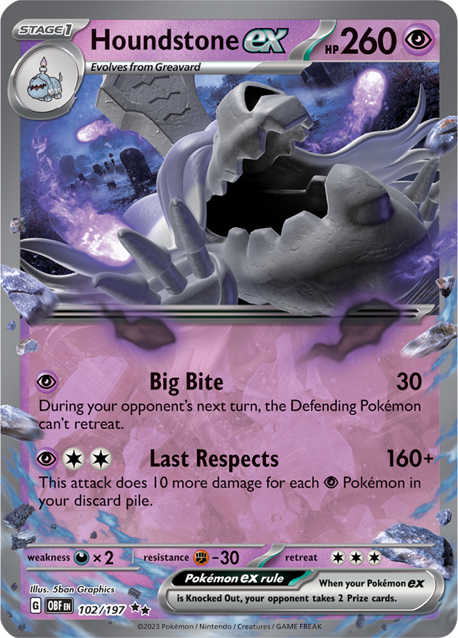 Houndstone ex: Double Rare Holofoil 102/197 (OBF)