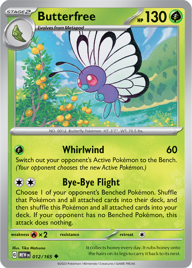 Butterfree: Uncommon Reverse Holofoil 012/165 (MEW)