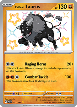 Paldean Tauros: Shiny Rare Holofoil 172/091 (PAF)