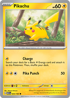 Pikachu: Common 025/165 (MEW)