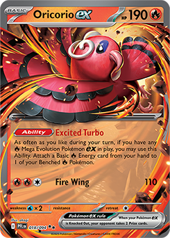 Oricorio ex: Double Rare Holofoil 018/094 (PFL)