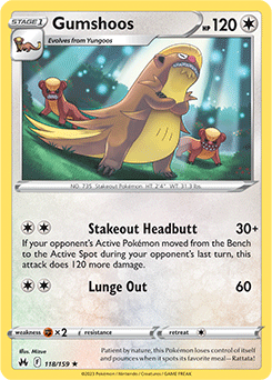 Gumshoos: Rare 118/159 (Crown Zenith)
