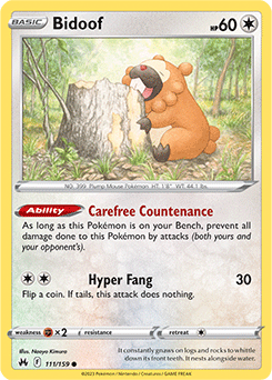 Bidoof: Common 111/159 (Crown Zenith)