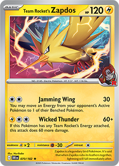 Team Rocket’s Zapdos: Rare 070/182 (DRI)