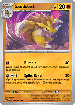 Sandslash: Uncommon 028/165 (MEW)