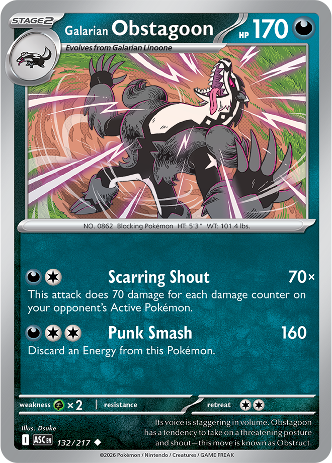 Galarian Obstagoon: Uncommon 132/217 (ASC)