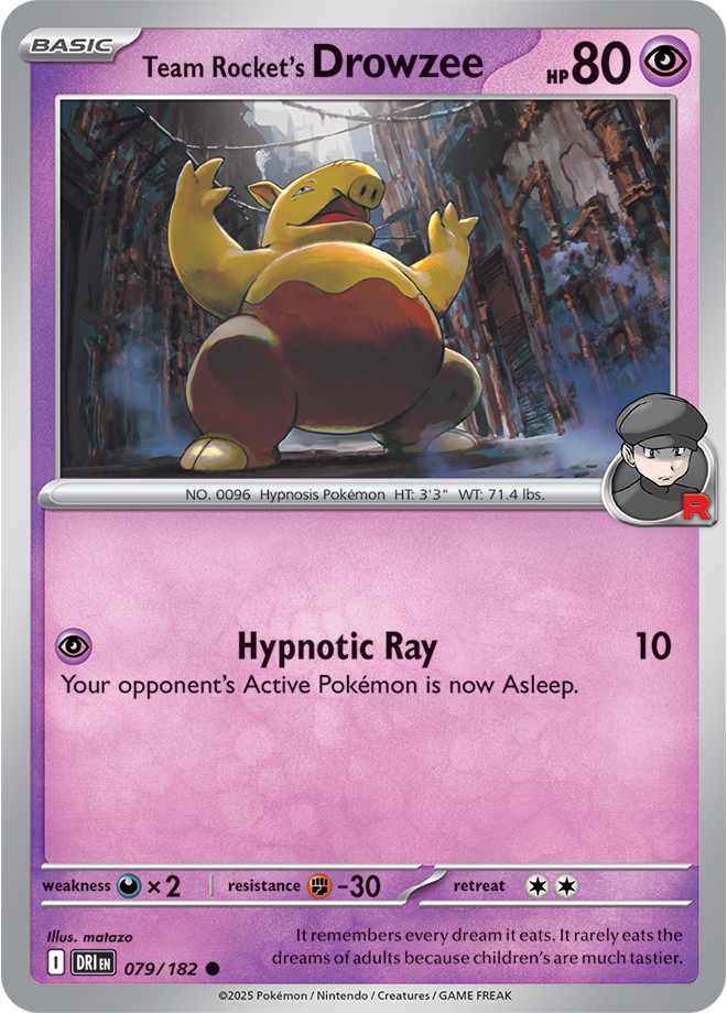 Team Rocket’s Drowzee: Common 079/182 (DRI)