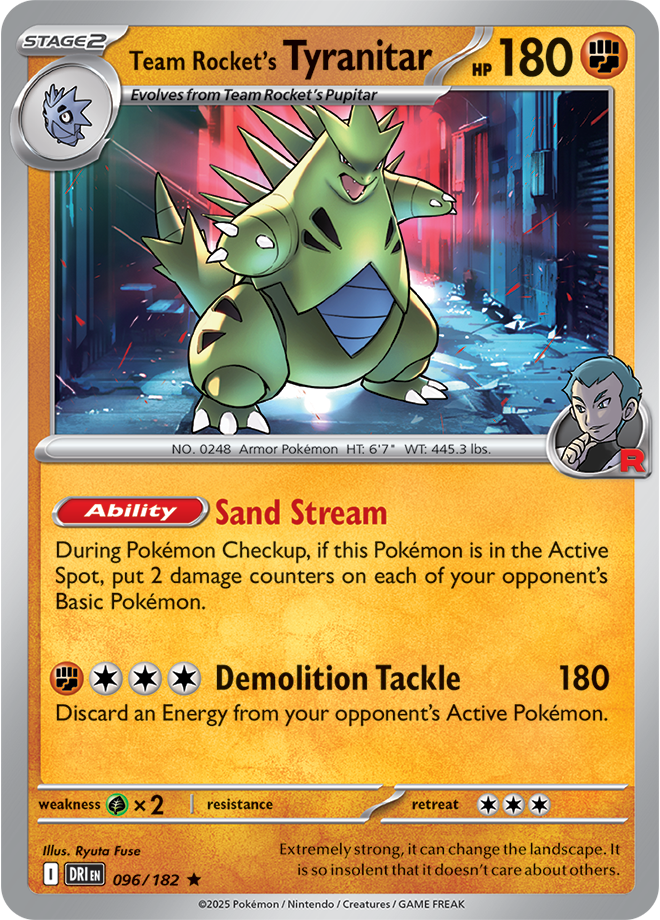 Team Rocket’s Tyranitar: Rare 096/182 (DRI)