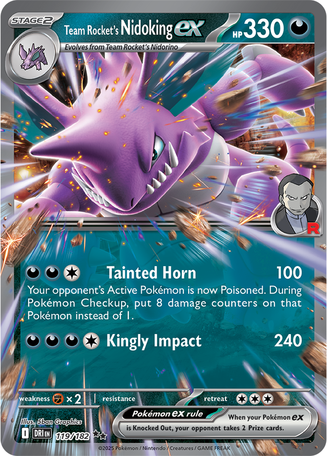 Team Rocket’s Nidoking ex: Double Rare 119/182 (DRI)