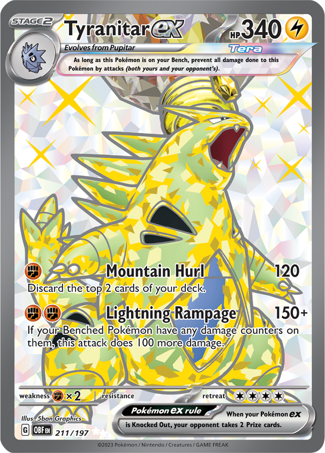 Tyranitar ex: Ultra Rare 211/197 (OBF)