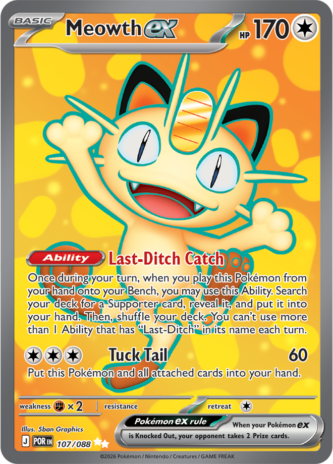Meowth ex: Ultra Rare 107/088 (POR)