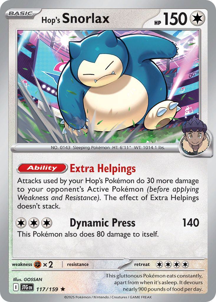 Hop's Snorlax: Rare 117/159 (JTG)