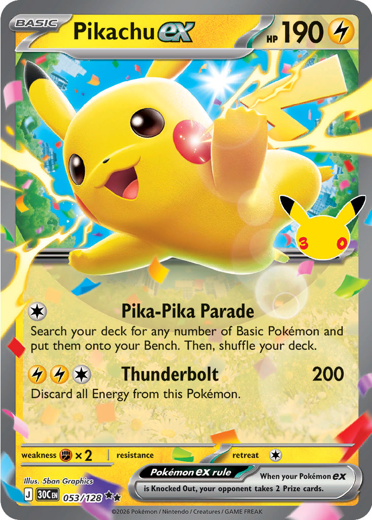 Pikachu ex: Double Rare 053/128 (30C)