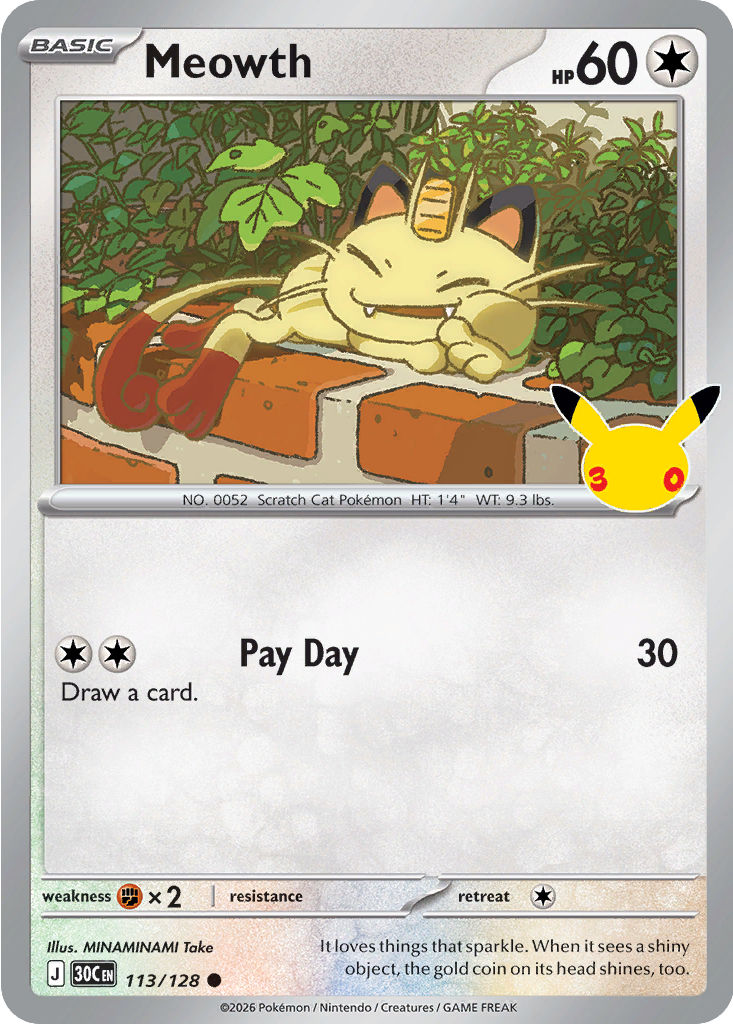 Meowth: Common 113/128 (30C)