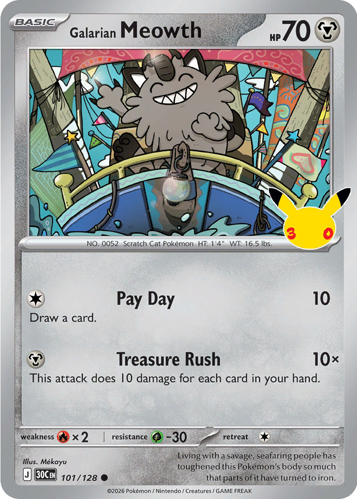 Galarian Meowth: Common 101/128 (30C)